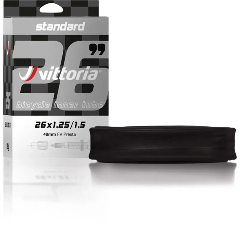 Vittoria Standard 26x1.25/1.50 48mm Presta Valve Inner Tube in Black