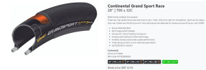 Click to view Continental Grand sport race 700x32 tyre