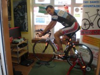 Hoppo turbo training in our shop porch. he covered 1000 miles in 48 hours!!