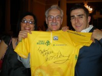 Mandy, Arthur, Russ Downing. With the signed Tour of Ireland jersey.